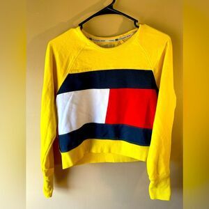 Tommy Hilfiger color block yellow sweater. Size small.
